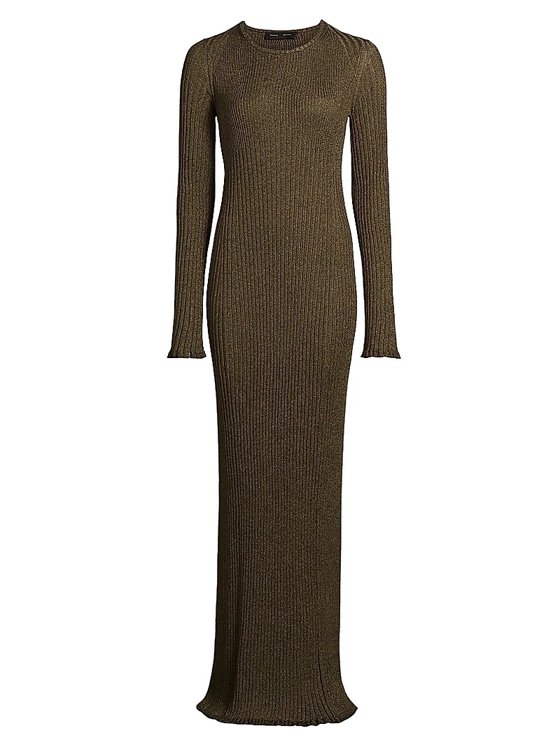 Joni Metallic Rib-Knit Maxi Dress