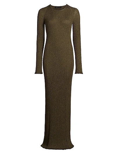 Joni Metallic Rib-Knit Maxi Dress