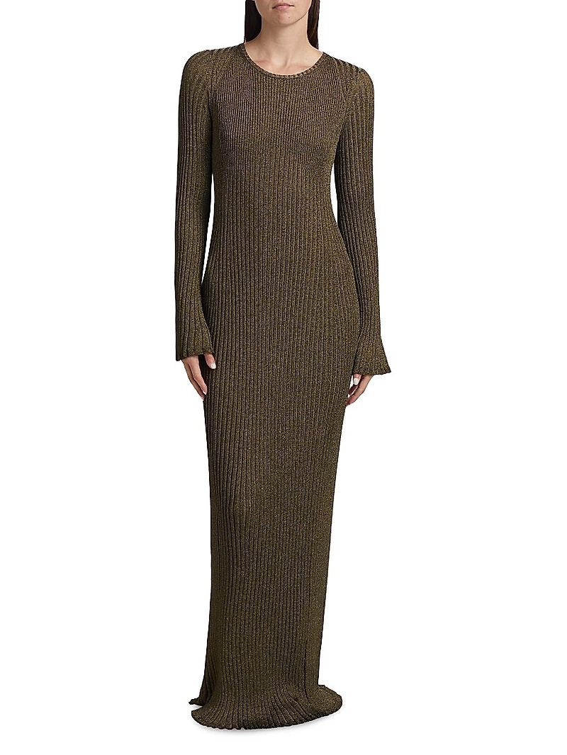 Joni Metallic Rib-Knit Maxi Dress