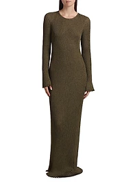 Joni Metallic Rib-Knit Maxi Dress