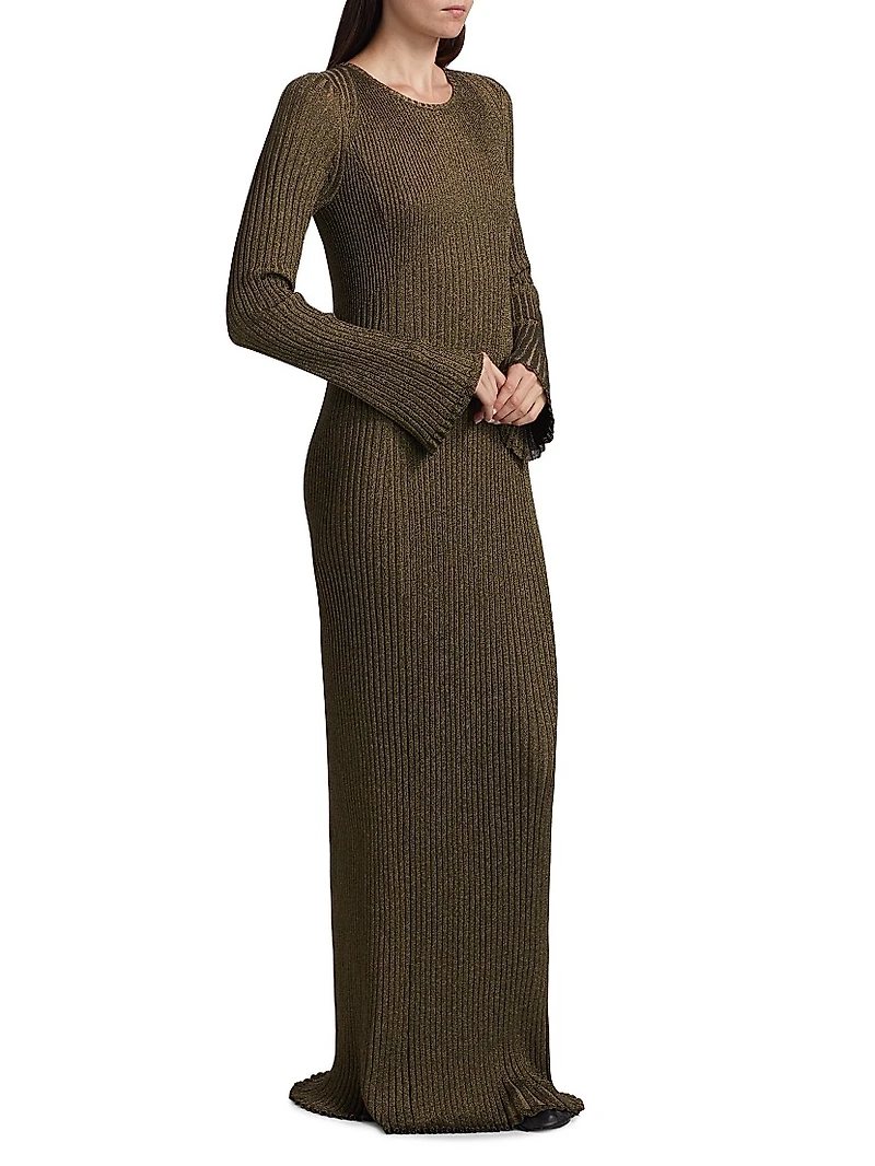 Joni Metallic Rib-Knit Maxi Dress