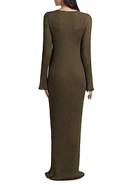 Joni Metallic Rib-Knit Maxi Dress