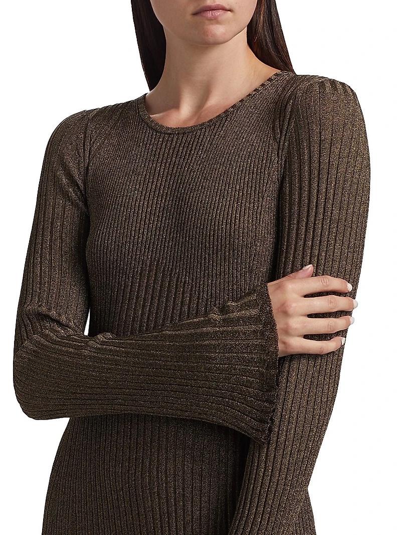 Joni Metallic Rib-Knit Maxi Dress