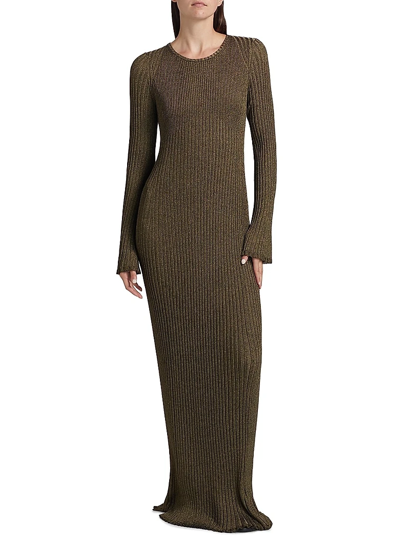 Joni Metallic Rib-Knit Maxi Dress