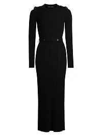 Lauryn Rib-Knit Long-Sleeve Maxi Dress