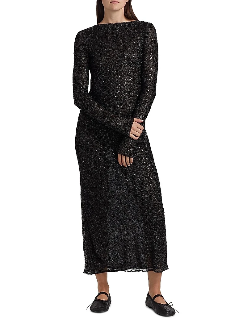 Marlowe Sequined Mesh Maxi Dress
