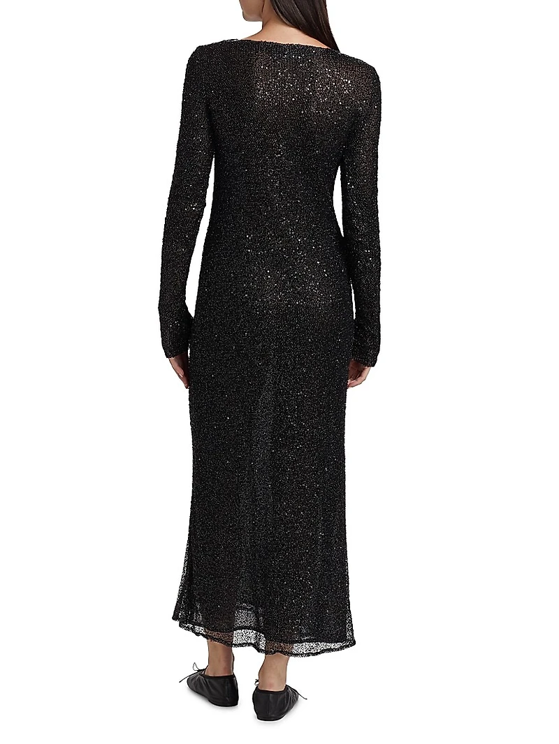 Marlowe Sequined Mesh Maxi Dress