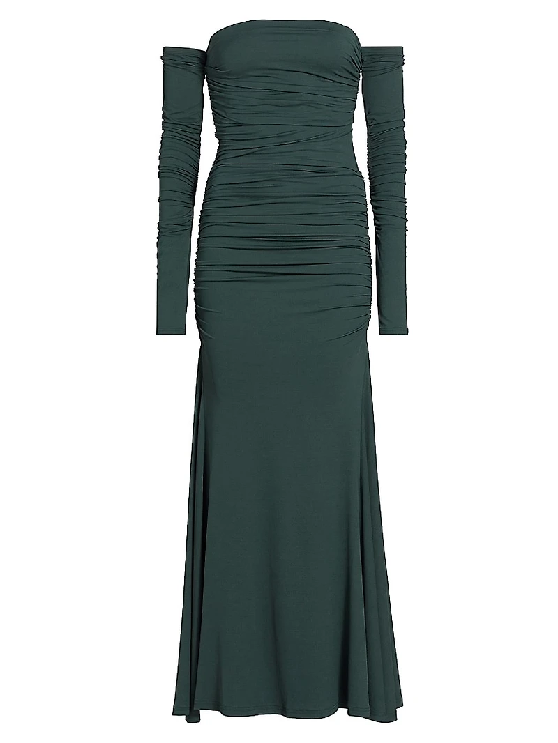 Ina Ruched Off-the-Shoulder Gown