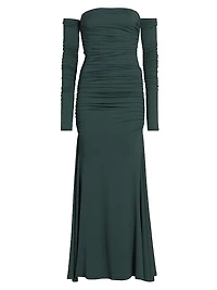 Ina Ruched Off-the-Shoulder Gown
