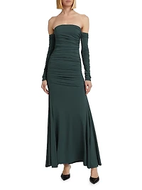 Ina Ruched Off-the-Shoulder Gown