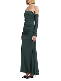 Ina Ruched Off-the-Shoulder Gown
