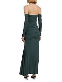 Ina Ruched Off-the-Shoulder Gown