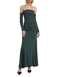 Ina Ruched Off-the-Shoulder Gown