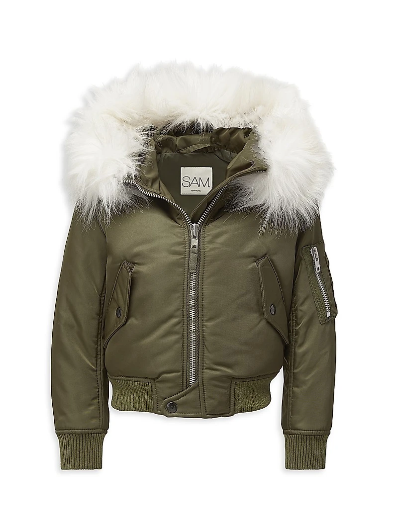 Little Girl's & Jenny Faux Fur-Trimmed Bomber Jacket
