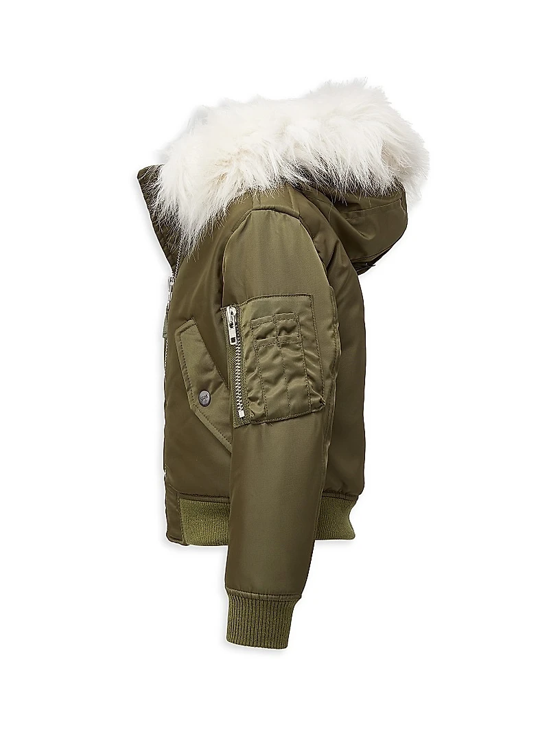 Little Girl's & Jenny Faux Fur-Trimmed Bomber Jacket