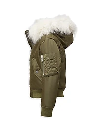 Little Girl's & Jenny Faux Fur-Trimmed Bomber Jacket