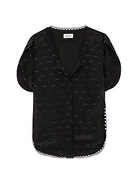 Tiffiny Jac Wings Silk Short-Sleeve Blouse