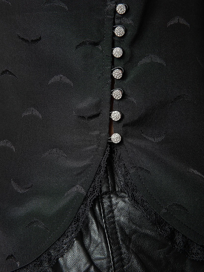 Tiffiny Jac Wings Silk Short-Sleeve Blouse