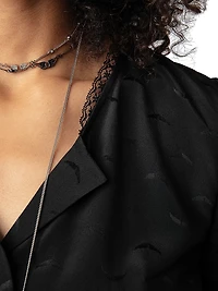 Tiffiny Jac Wings Silk Short-Sleeve Blouse