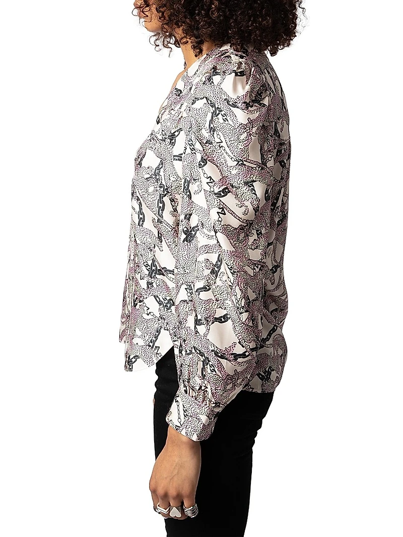 Telia Leopard Silk Blouse