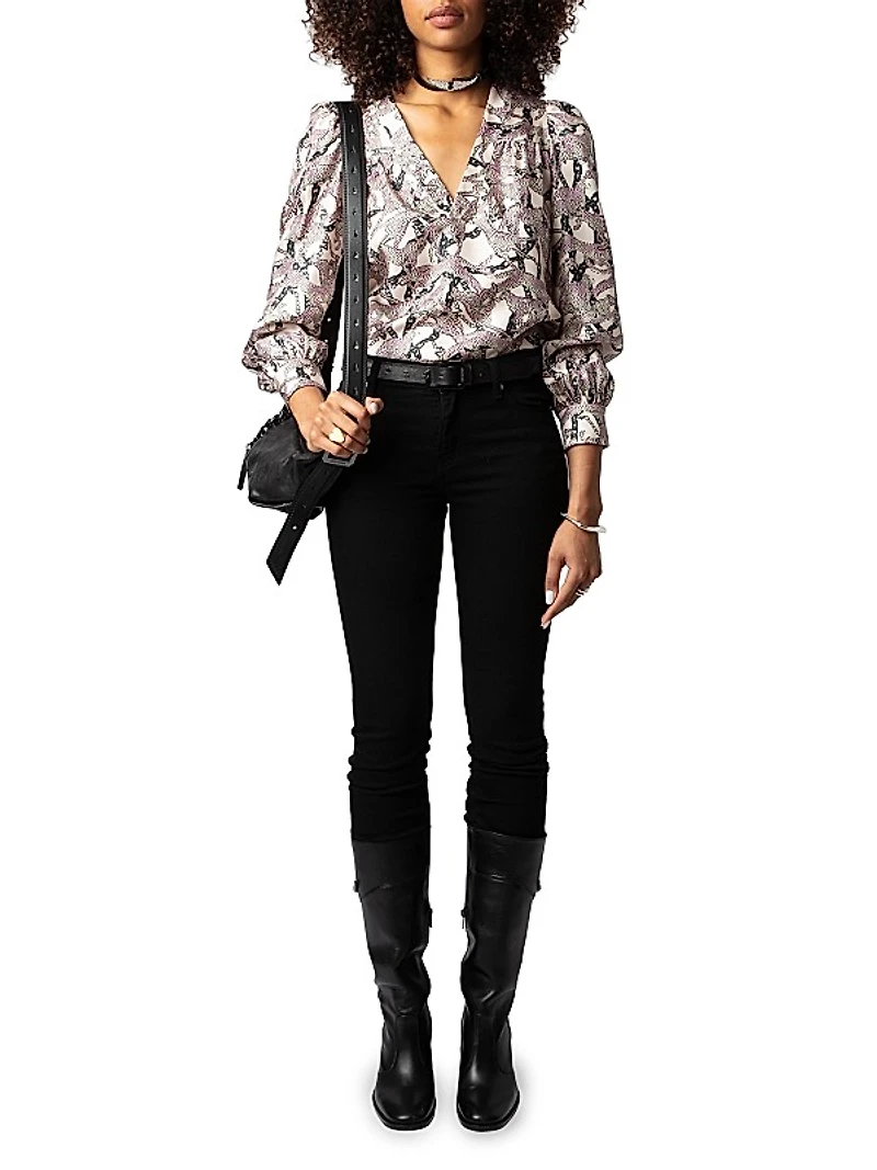 Telia Leopard Silk Blouse