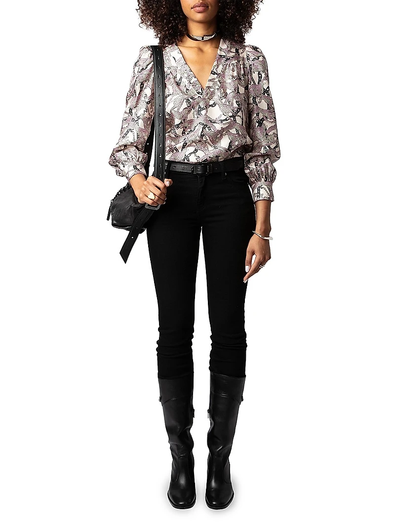 Telia Leopard Silk Blouse