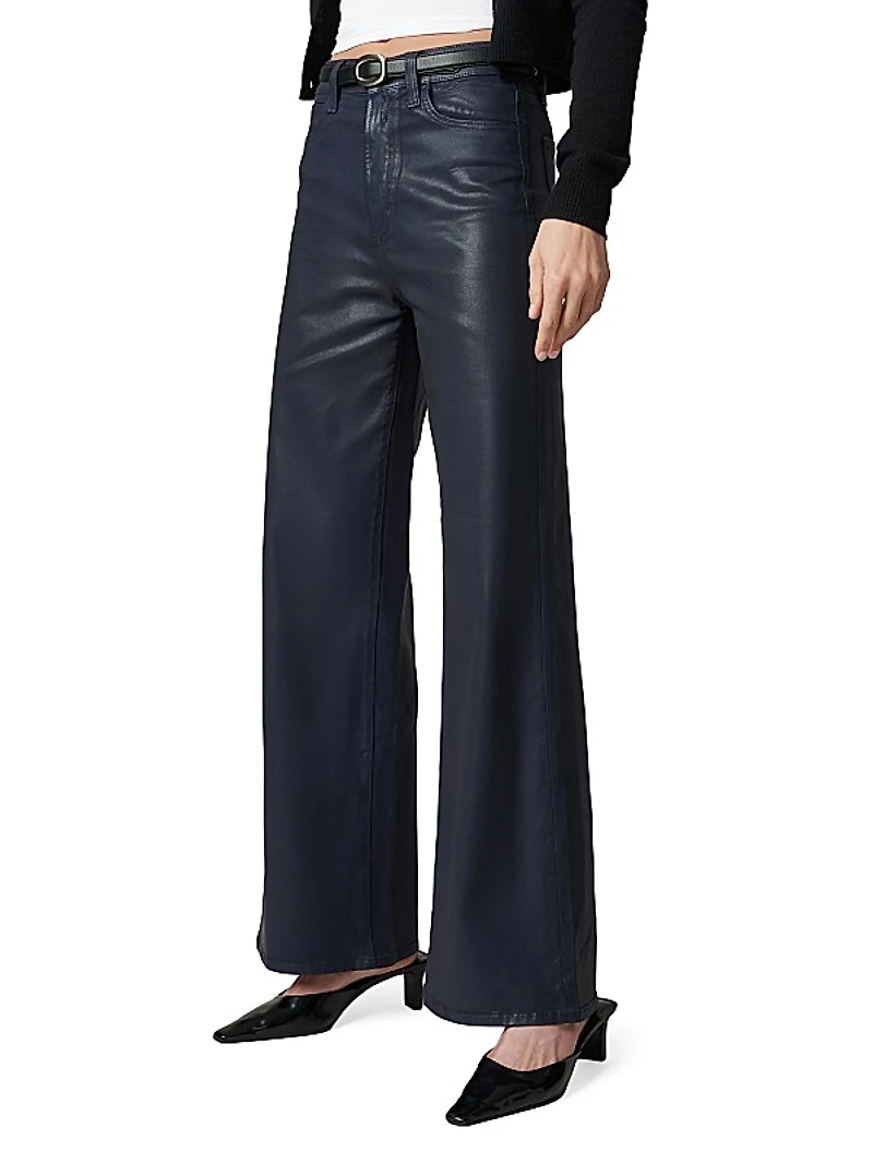 Petite Mia Coated High-Rise Flare Jeans
