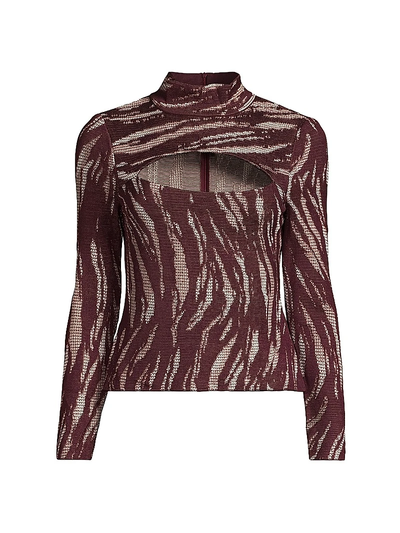 Jacquard-Knit Cut-Out Top
