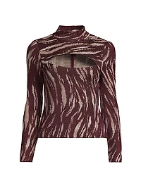 Jacquard-Knit Cut-Out Top