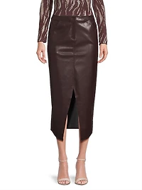 Faux-Leather Midi-Skirt