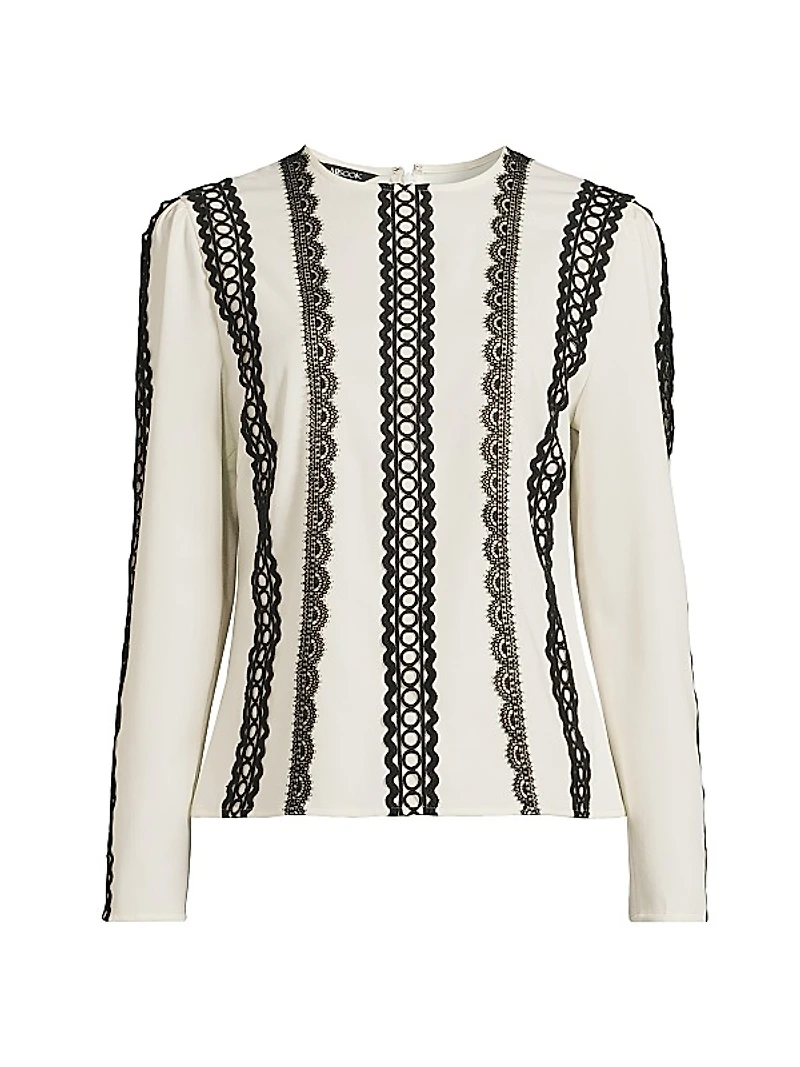 Lace Appliquéd Woven Blouse
