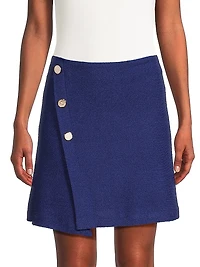Bouclé Wrap-Front Miniskirt