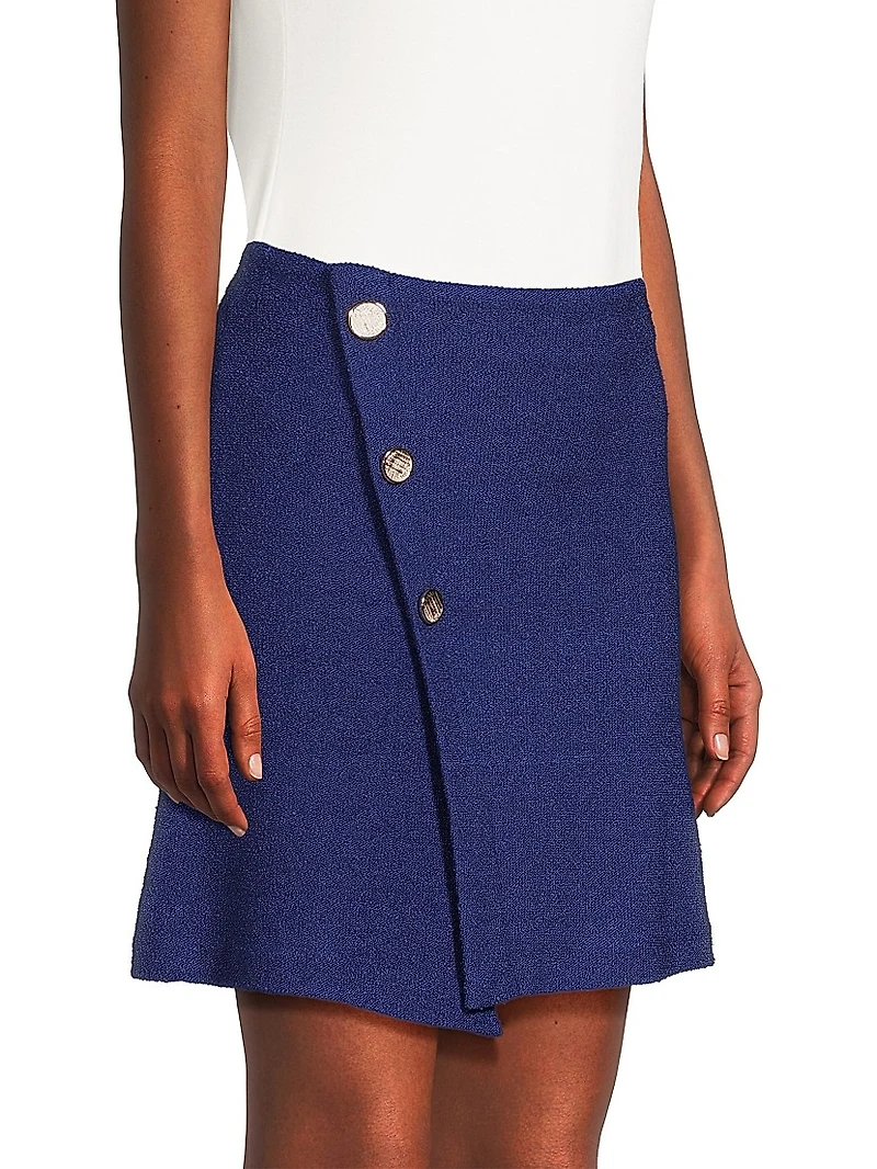 Bouclé Wrap-Front Miniskirt