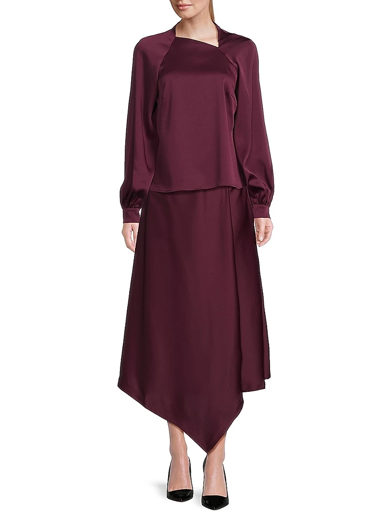 Asymmetric Crepe Maxi Skirt