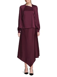 Asymmetric Crepe Maxi Skirt