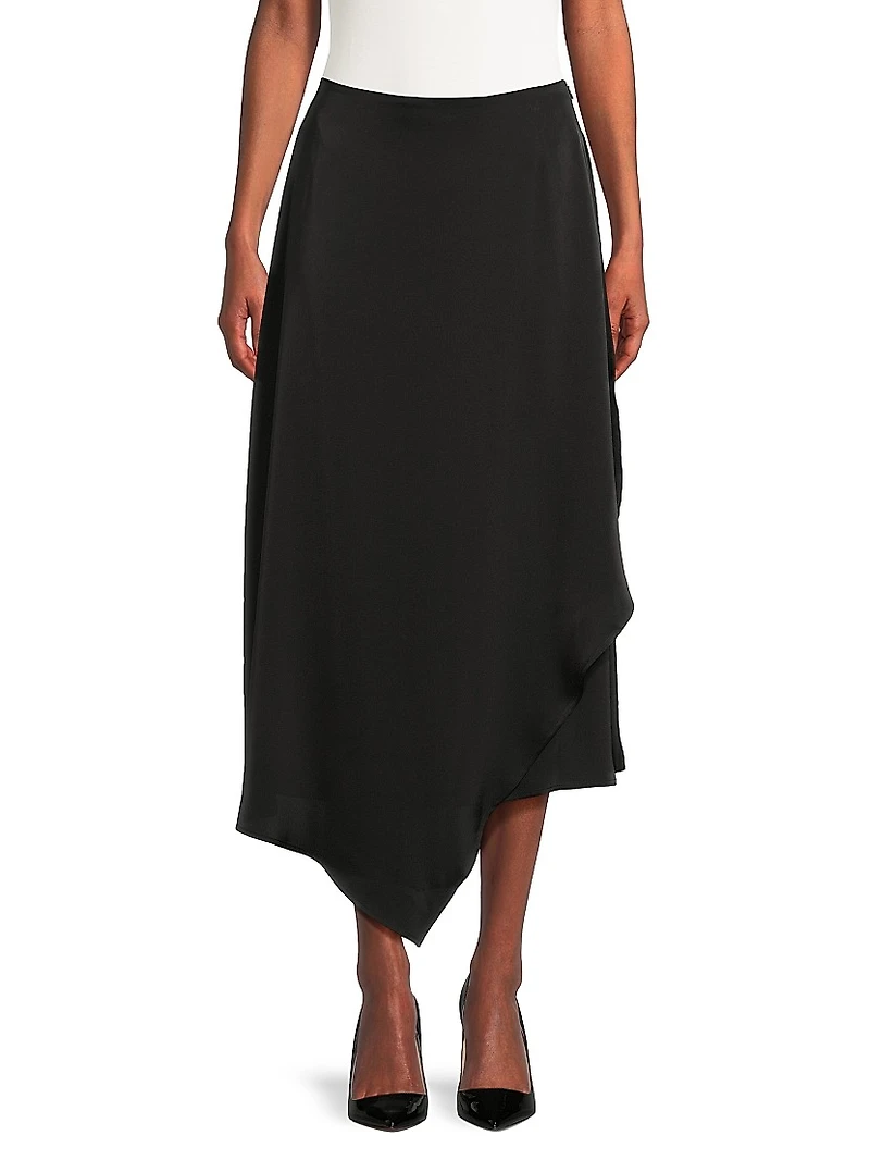 Asymmetric Charmeuse Maxi Skirt