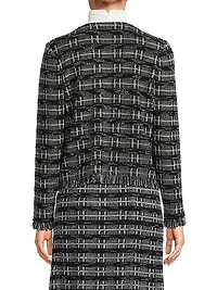 Rhinestone-Accented Fringed Tweed Jacket