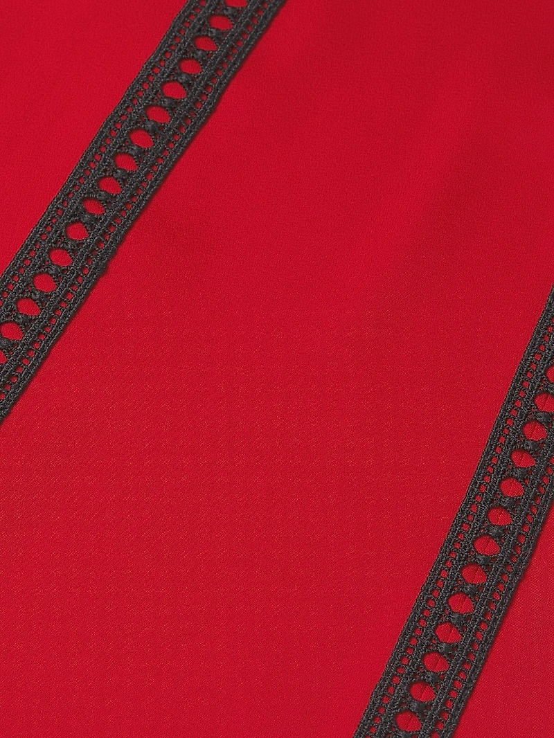 Crêpe De Chine Lace Appliqué A-Line Maxi Skirt