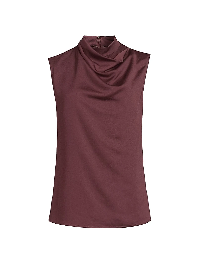 Draped Neck Crêpe de Chine Tank