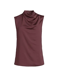 Draped Neck Crêpe de Chine Tank
