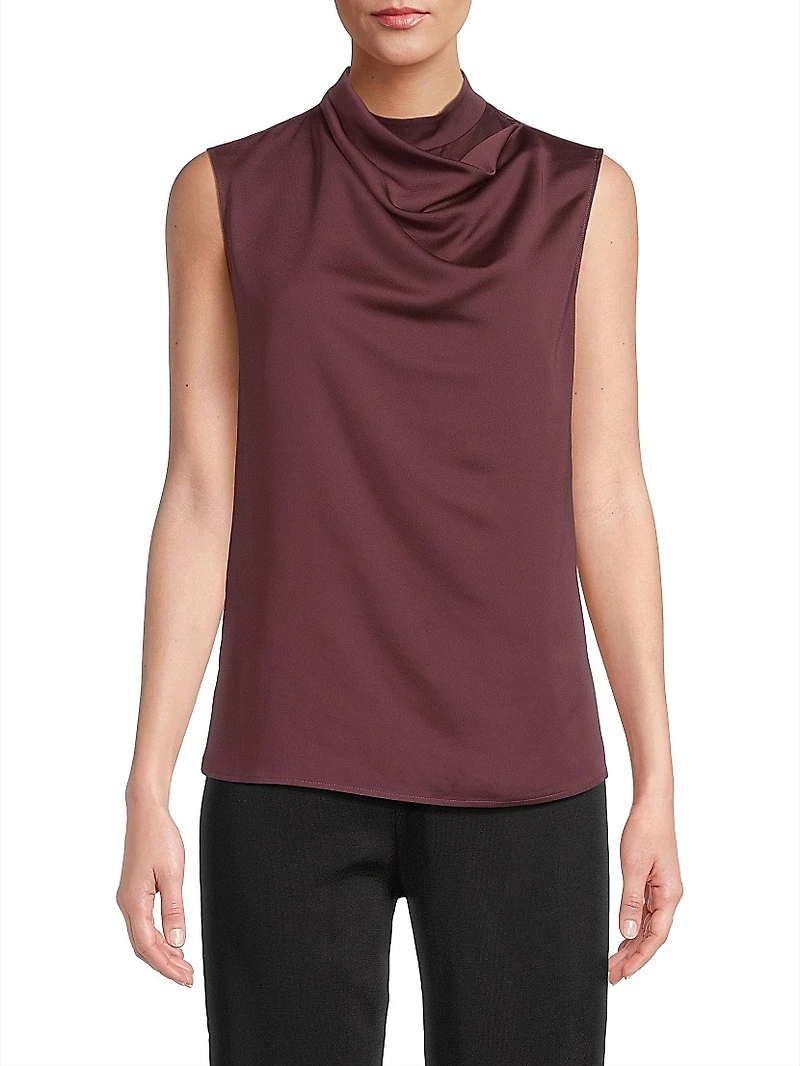 Draped Neck Crêpe de Chine Tank