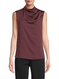 Draped Neck Crêpe de Chine Tank