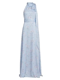 Kayla Floral Tie-Neck Gown