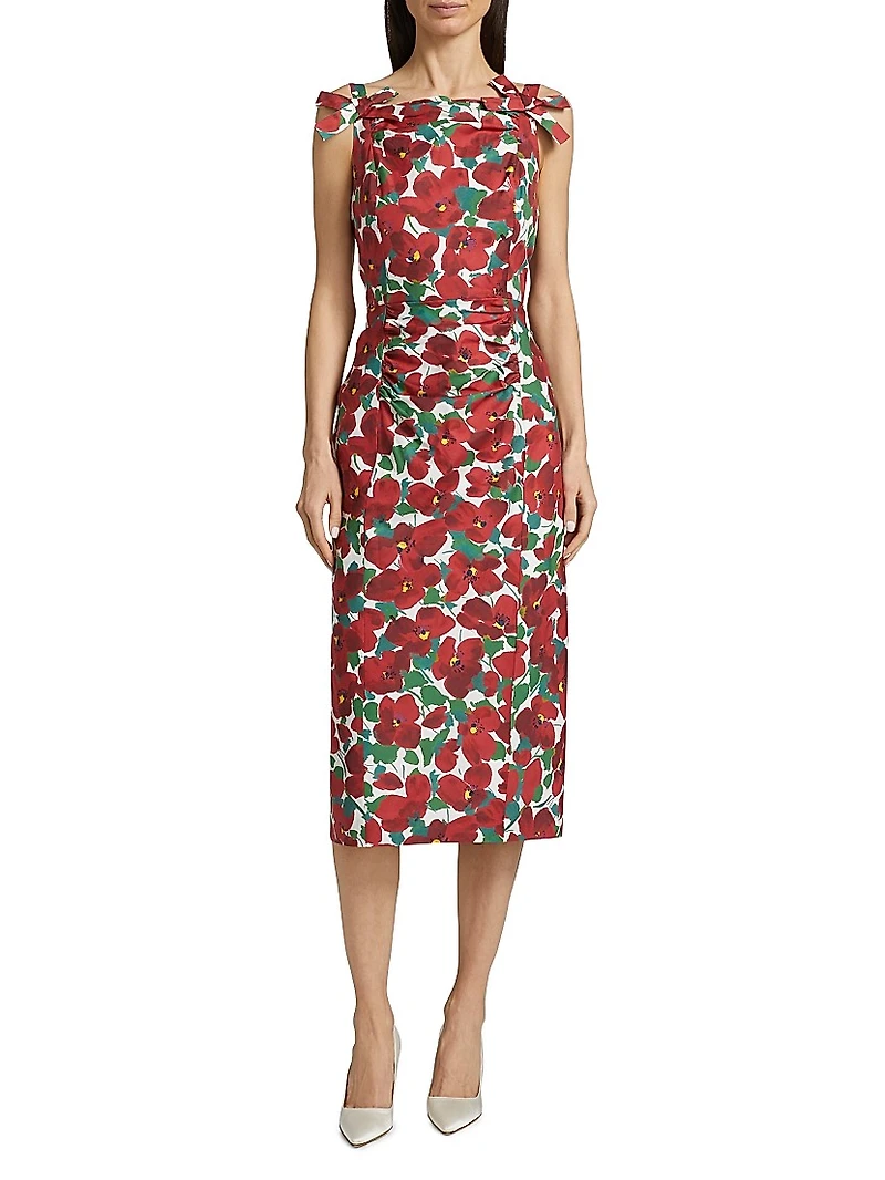 Poppy Bow-Strap Sheath Cocktail Dress