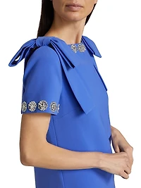 Embellished Bow-Shoulder A-Line Gown