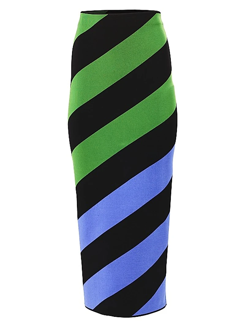 Striped Pencil Midi-Skirt