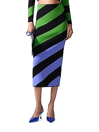 Striped Pencil Midi-Skirt