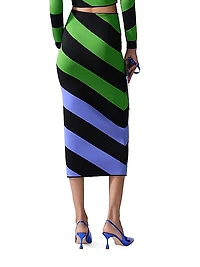 Striped Pencil Midi-Skirt