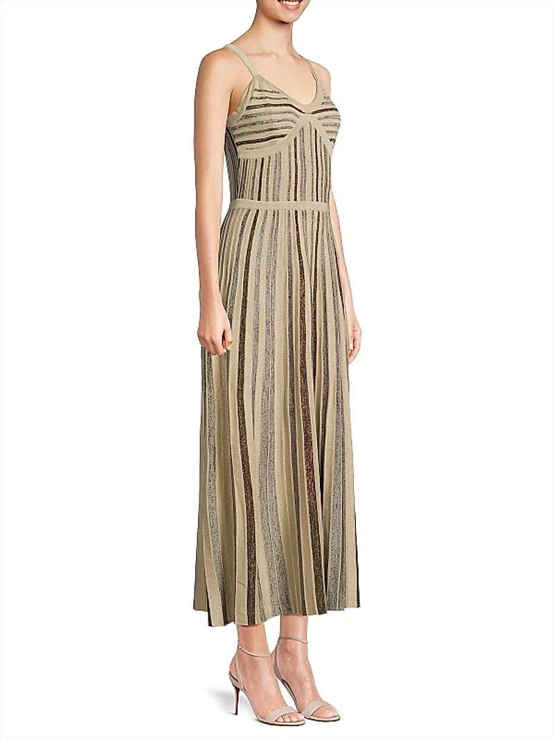 Striped Knit Sleeveless Maxi Dress