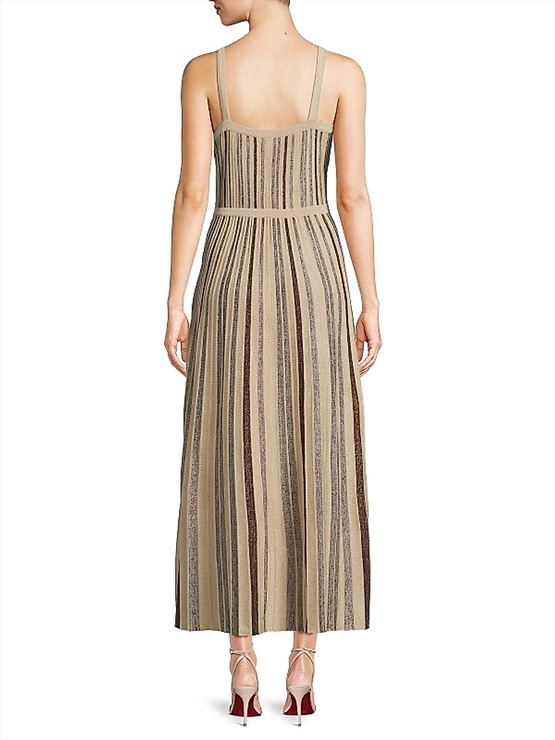 Striped Knit Sleeveless Maxi Dress